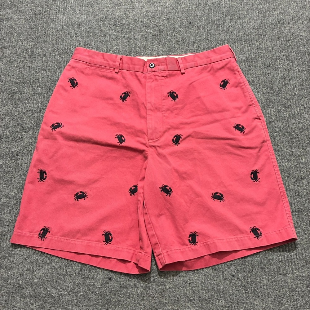 Daniel Cremieux Bayonne Mens Shorts Size 36 Red Crab Print Cotton‎ High Rise